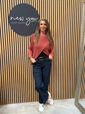 Italian Knit Overlap Jumper - Coral
