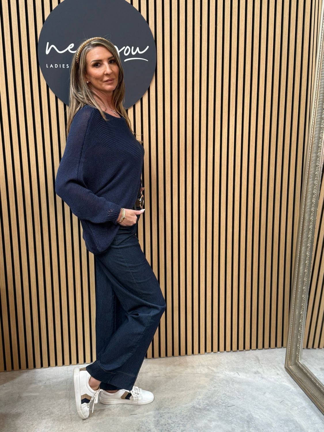 Italian Knit Overlap Jumper - Navy