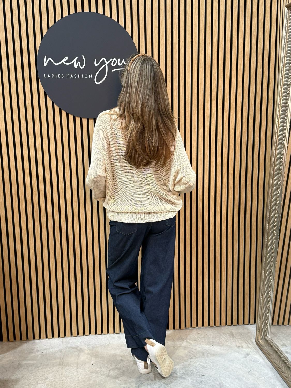 Italian Knit Overlap Jumper - Beige