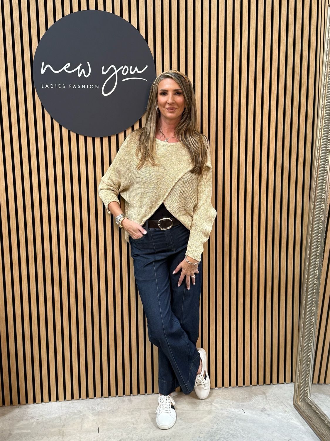 Italian Knit Overlap Jumper - Gold