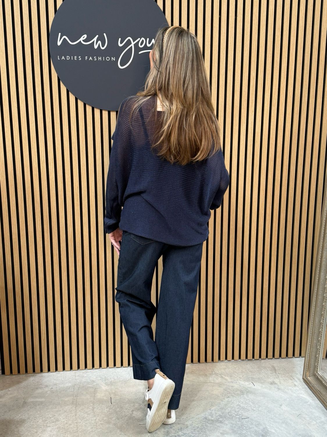 Italian Knit Overlap Jumper - Navy