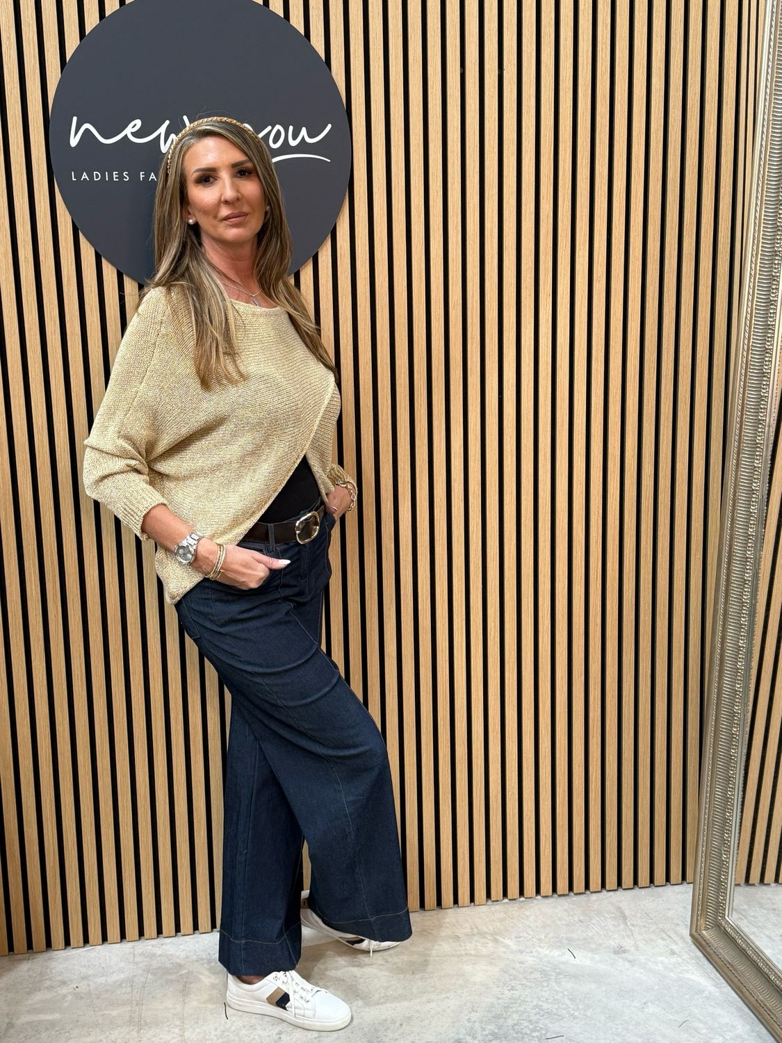 Italian Knit Overlap Jumper - Gold