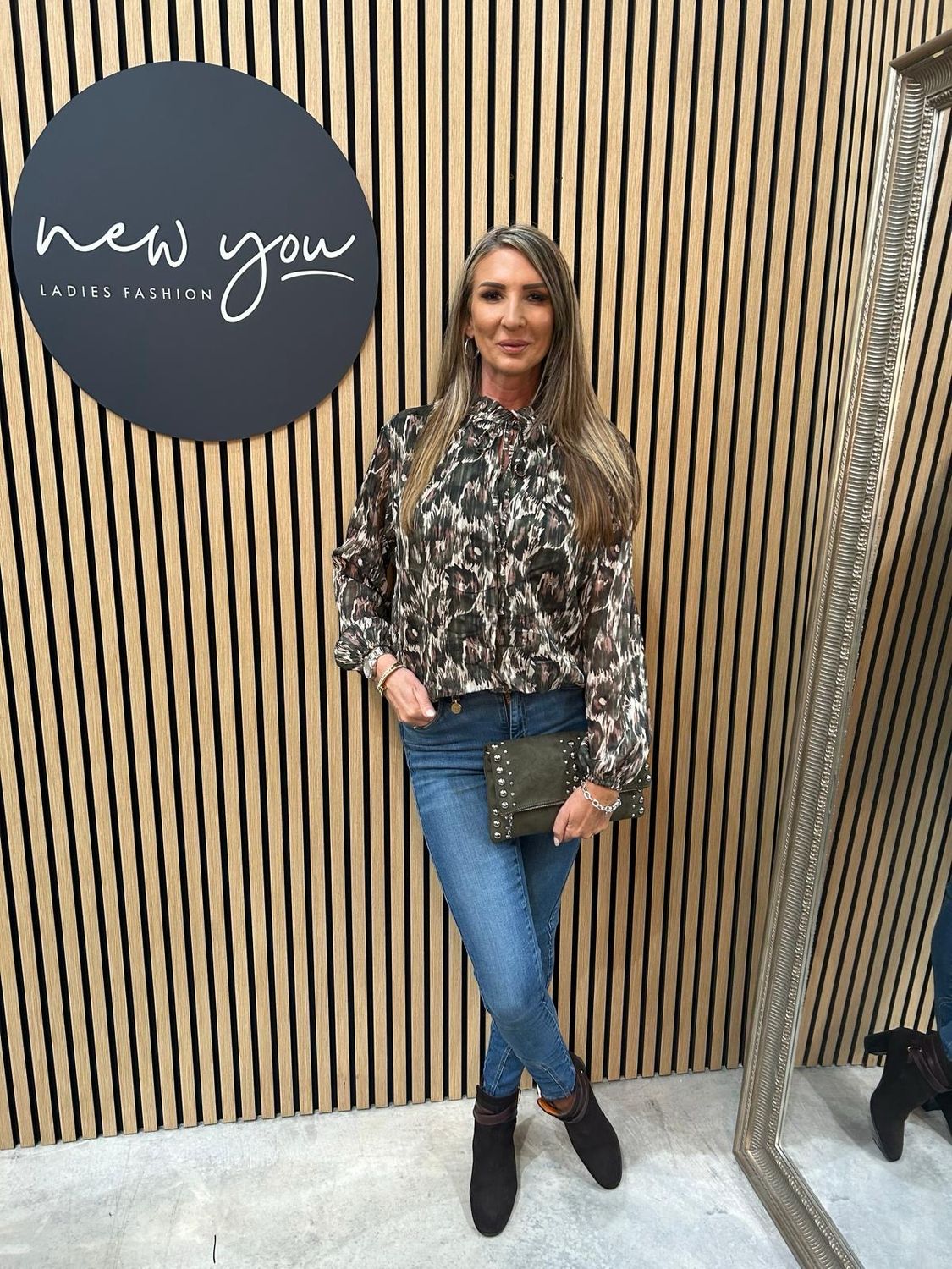 Viva - Printed Blouse Khaki