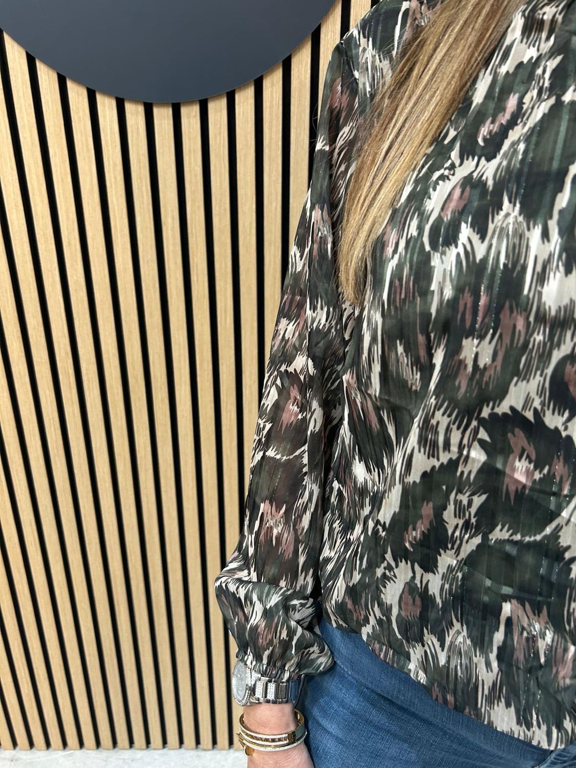 Viva - Printed Blouse Khaki