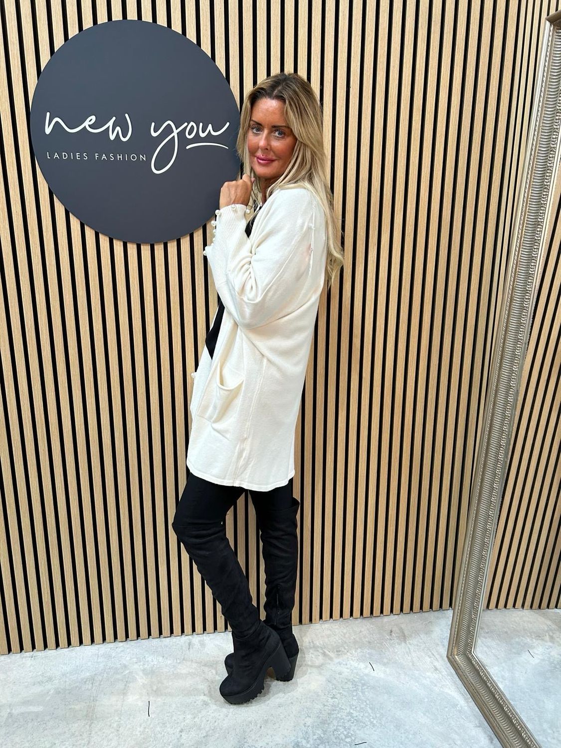 Pearl Trim Cardigan - Cream