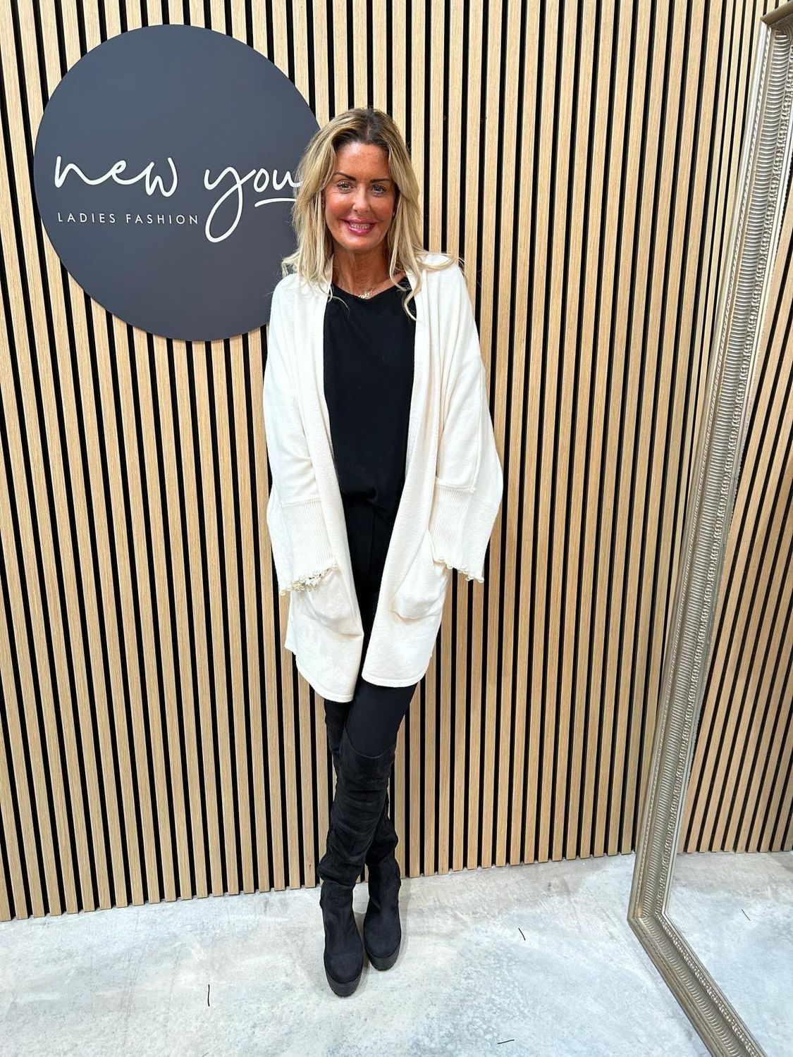 Pearl Trim Cardigan - Cream