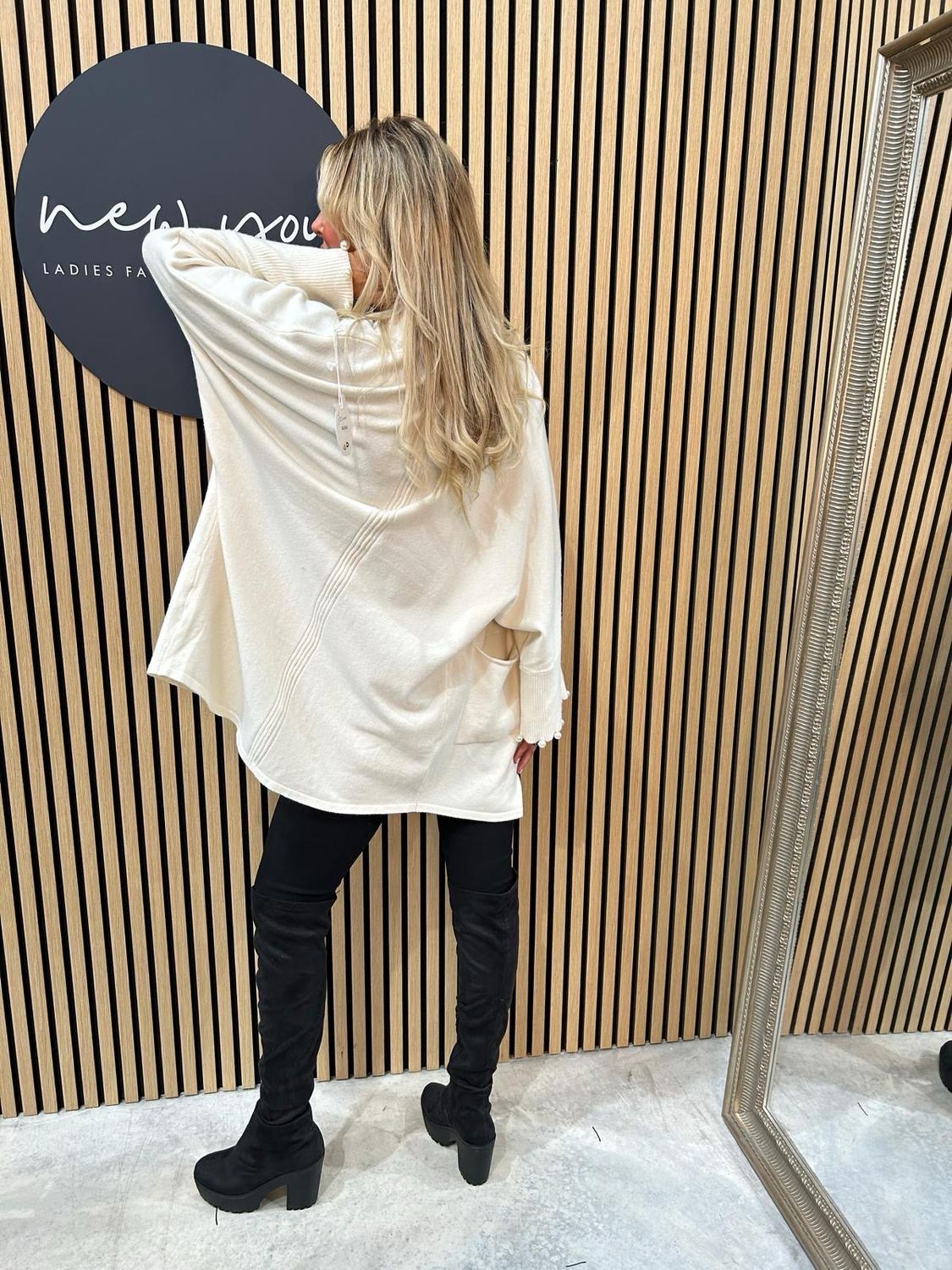 Pearl Trim Cardigan - Cream