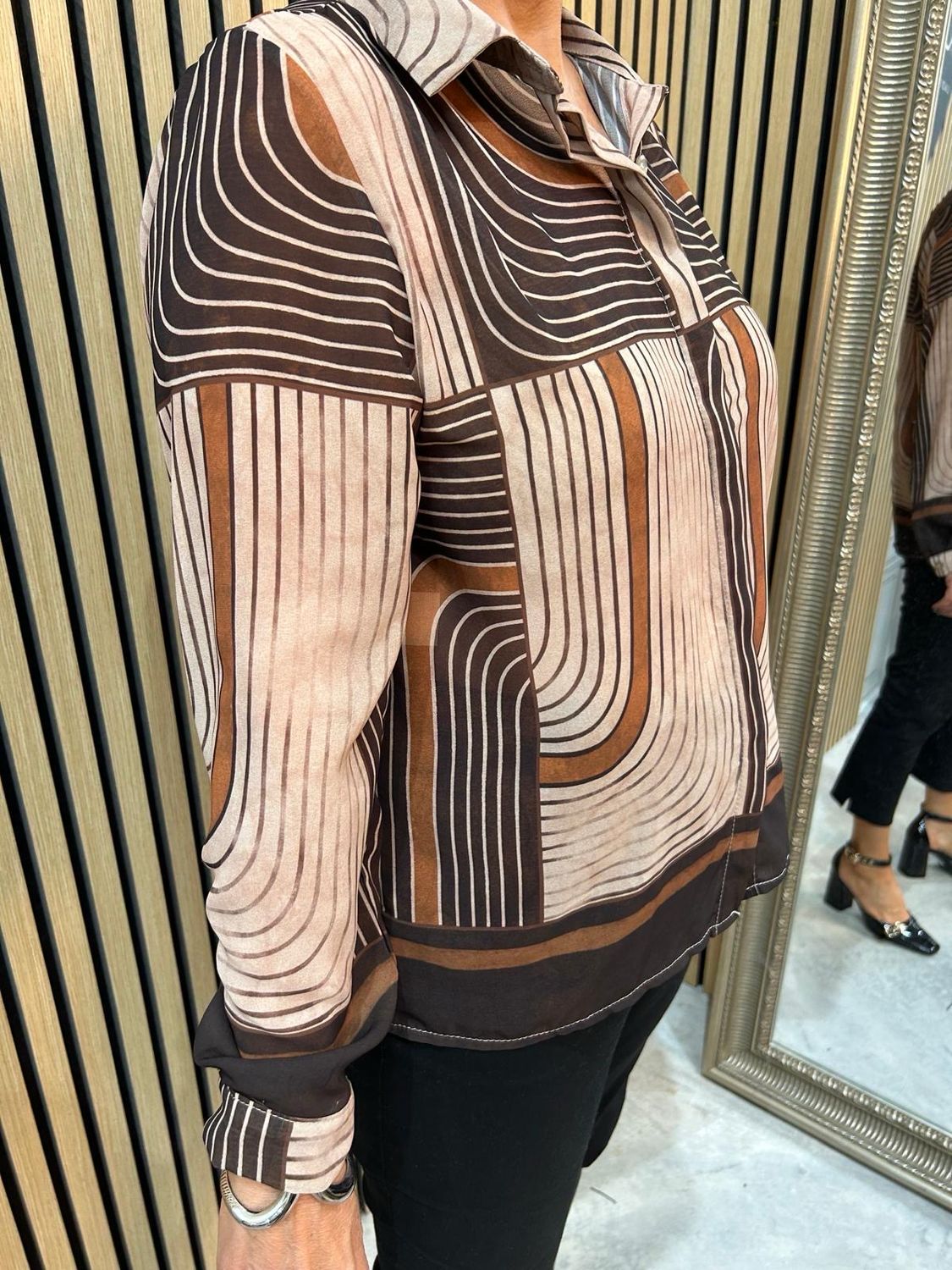 Geometric Print Blouse - Chocolate