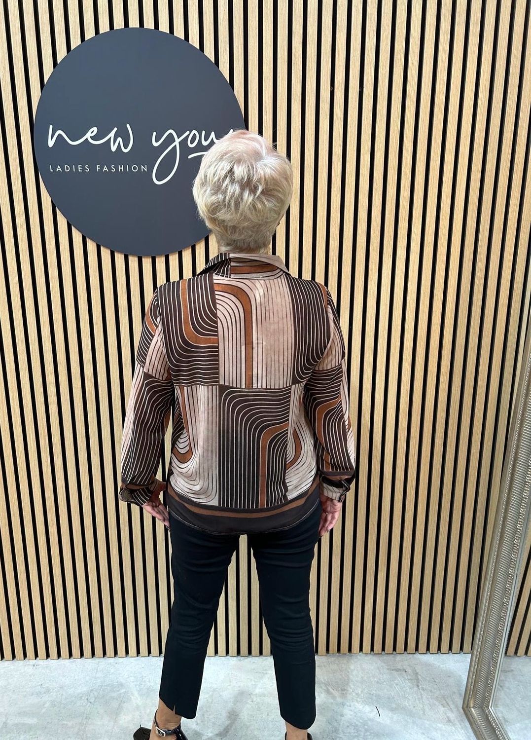 Geometric Print Blouse - Chocolate