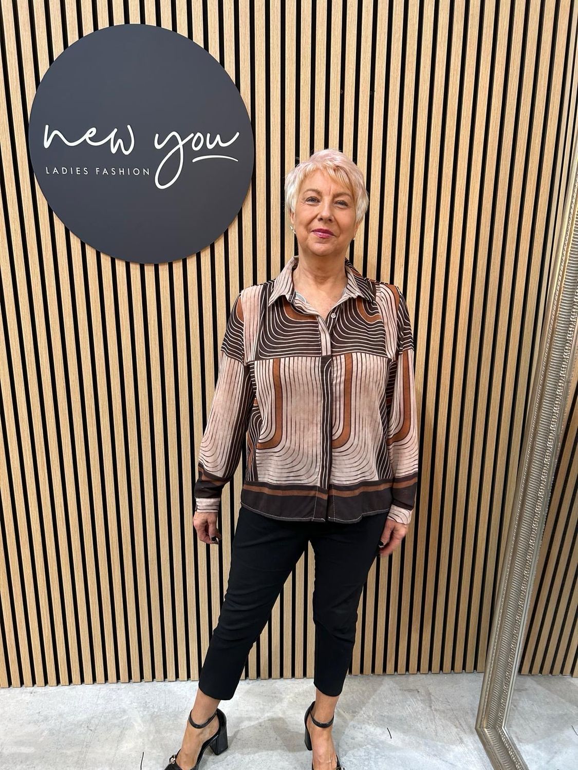 Geometric Print Blouse - Chocolate