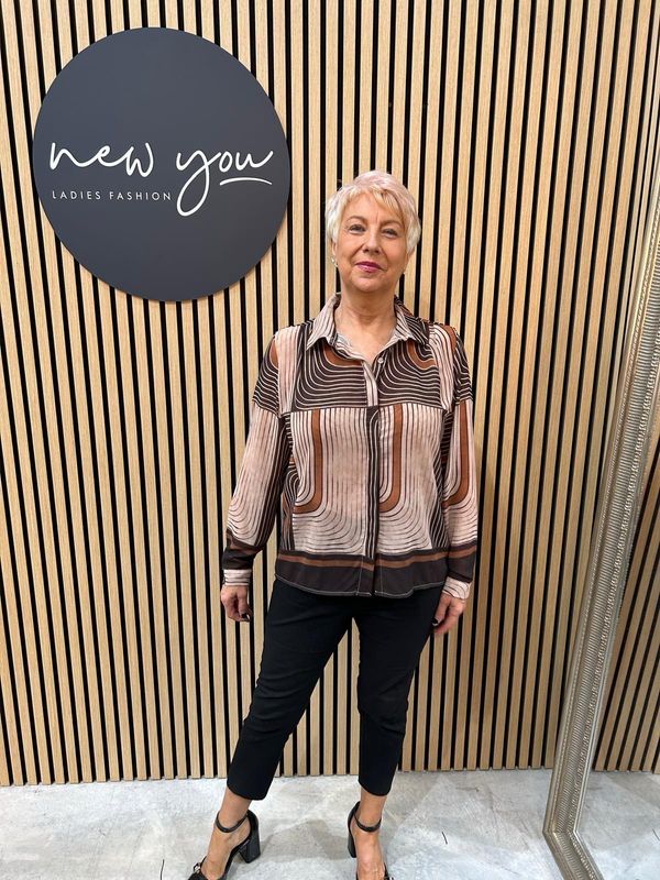 Geometric Print Blouse - Chocolate