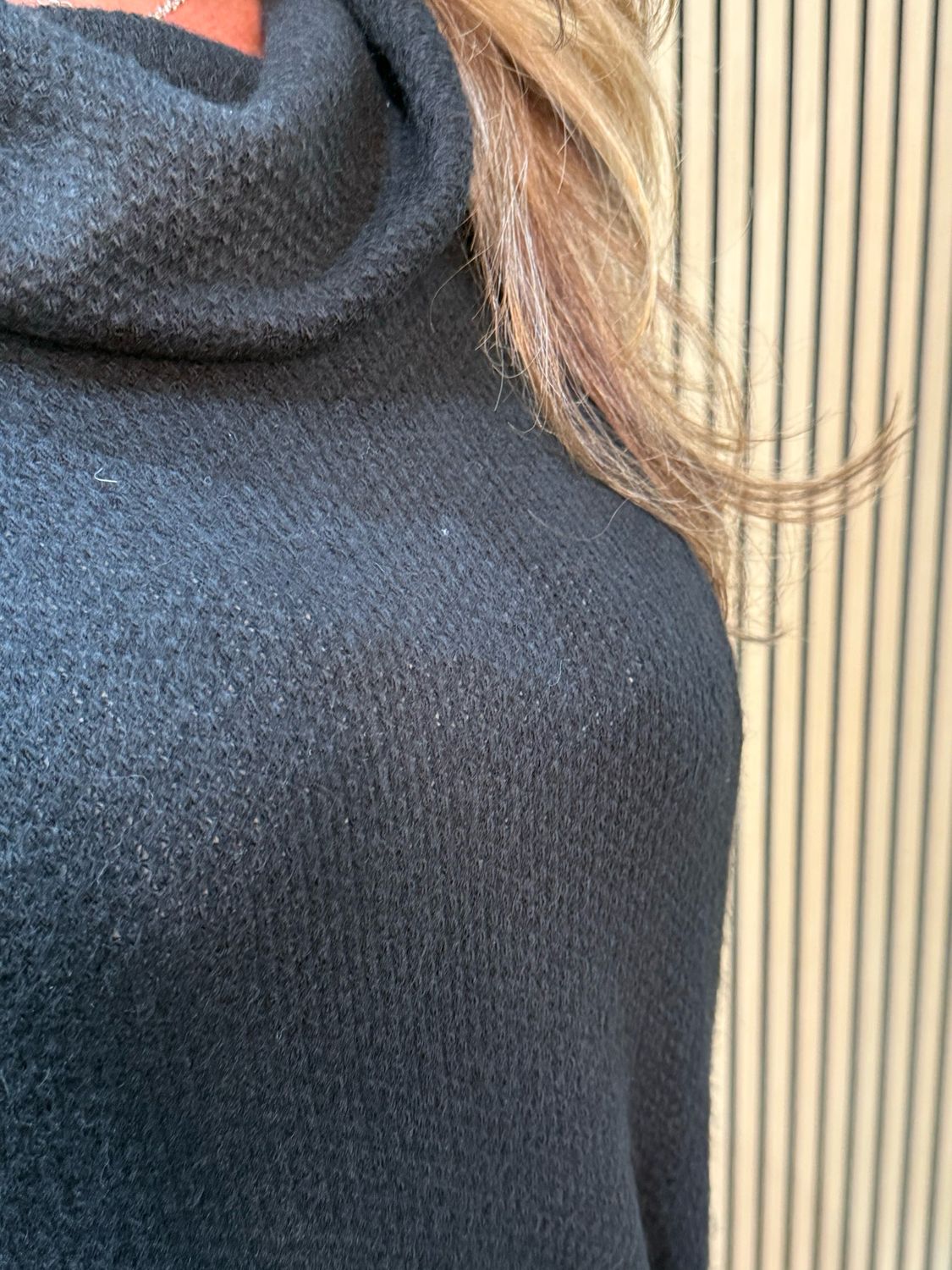 Cowl Neck Tunic Jumper Dress - Black