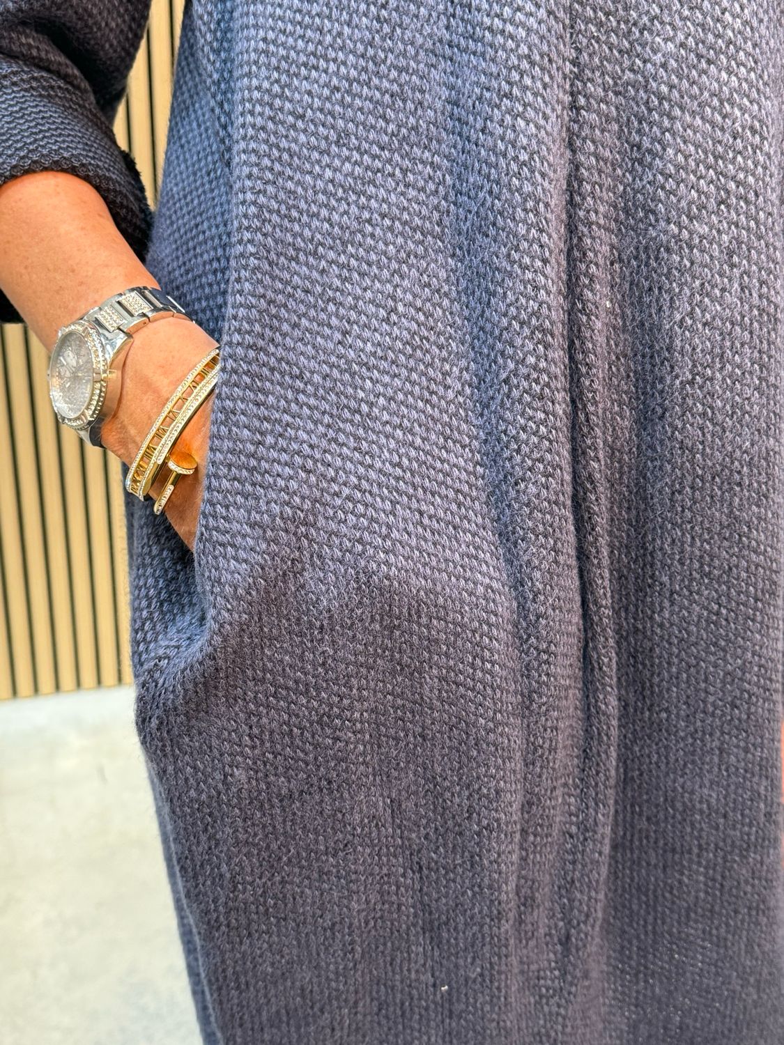 Cowl Neck Tunic Jumper Dress - Navy