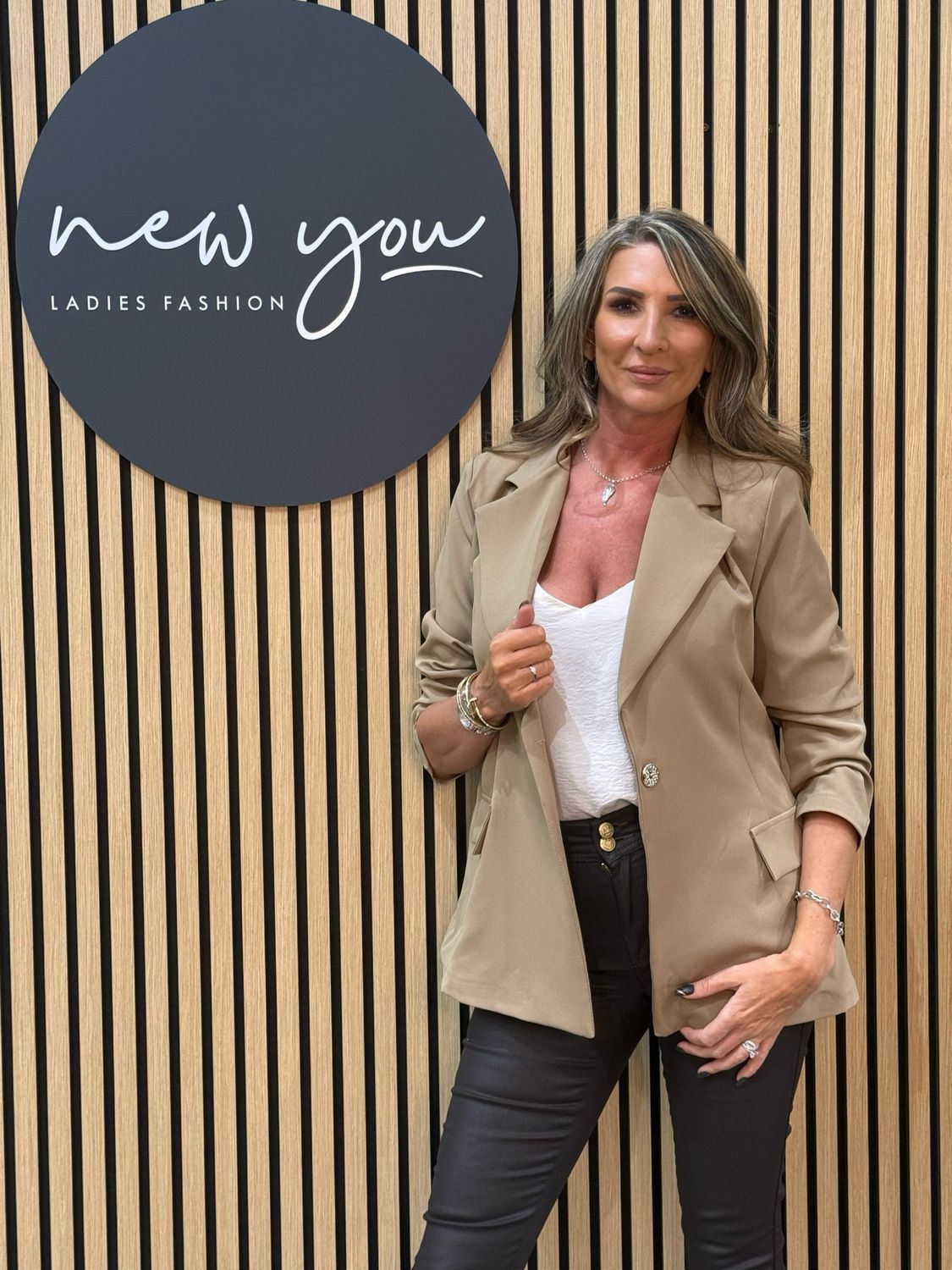 Tailored Open Blazer - Beige