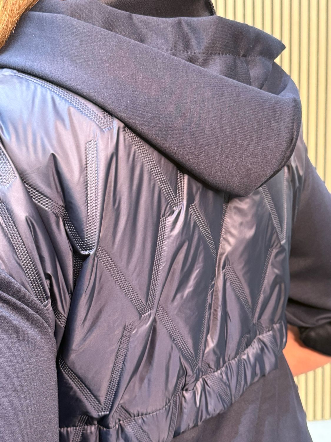 Hooded Contrast Panel Zip Jacket - Navy