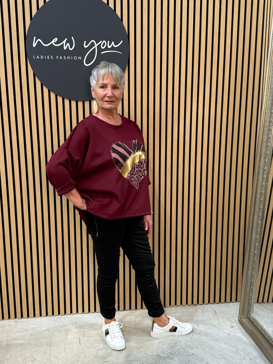 Animal Heart Print Jumper - Burgundy