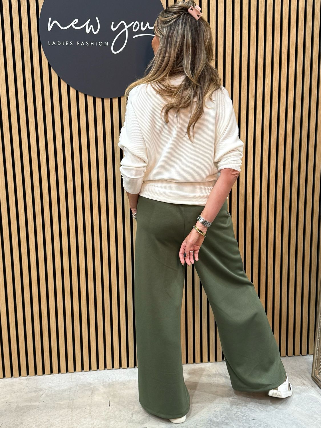 Wide Leg Draw String Trousers - Khaki