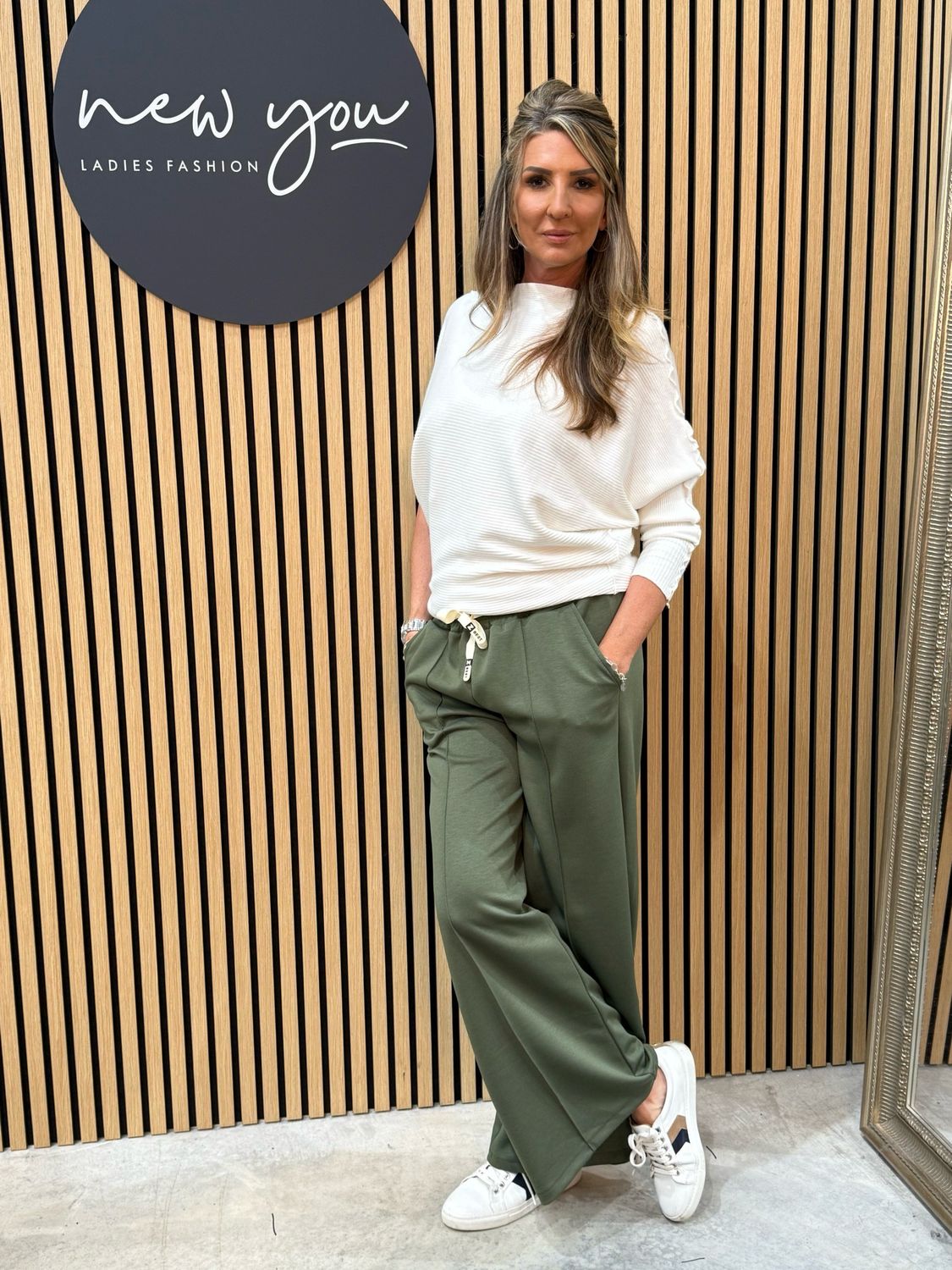 Wide Leg Draw String Trousers - Khaki