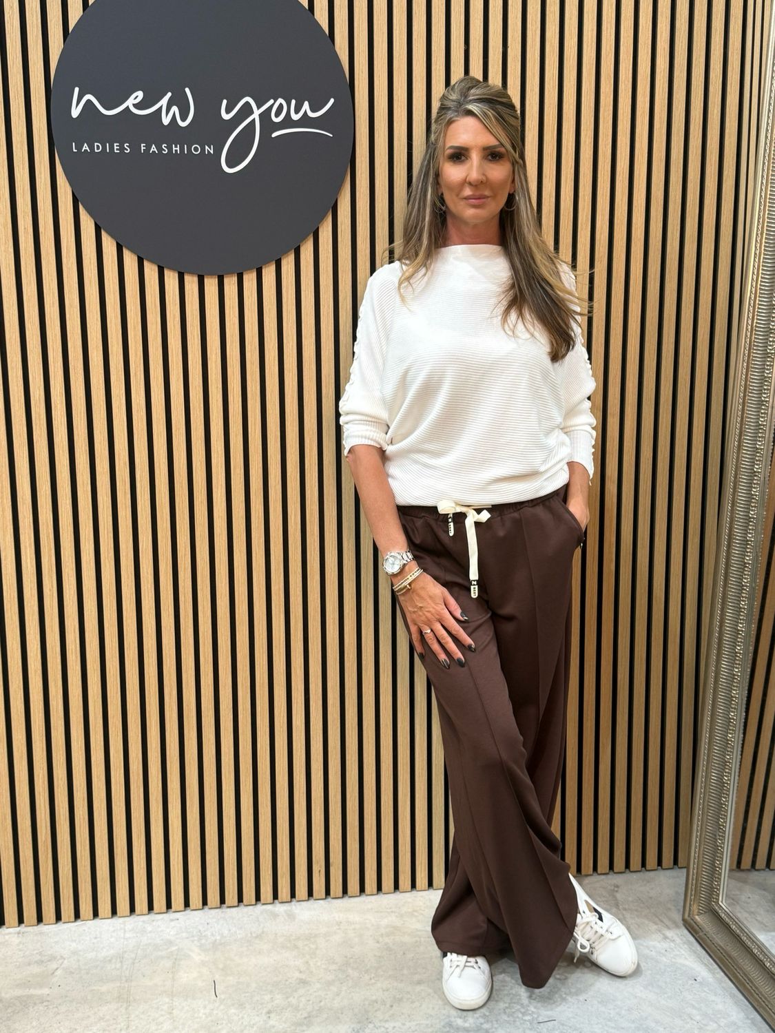 Wide Leg Draw String Trousers - Brown