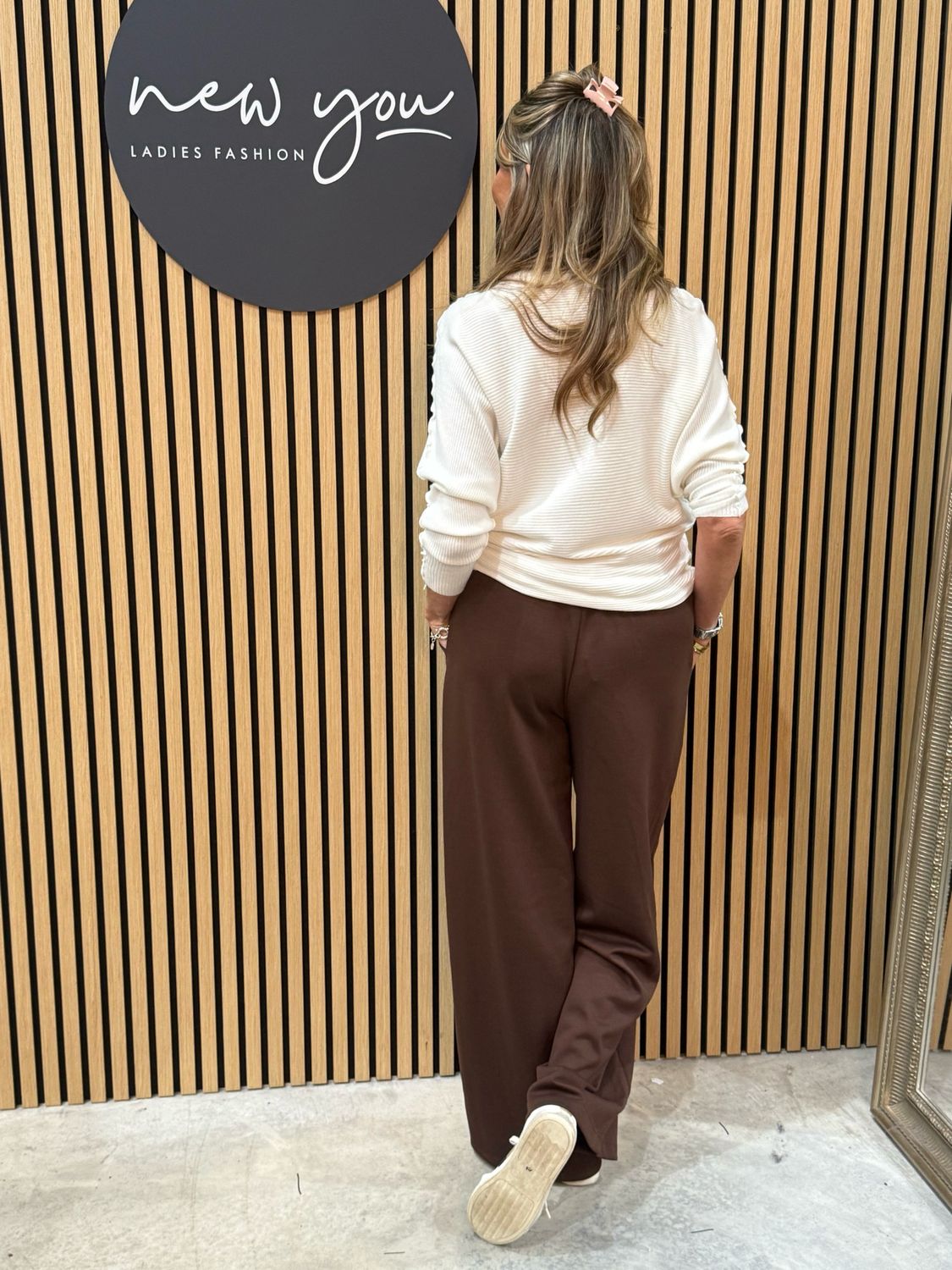 Wide Leg Draw String Trousers - Brown