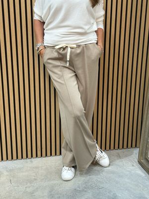 Wide Leg Draw String Trousers - Taupe