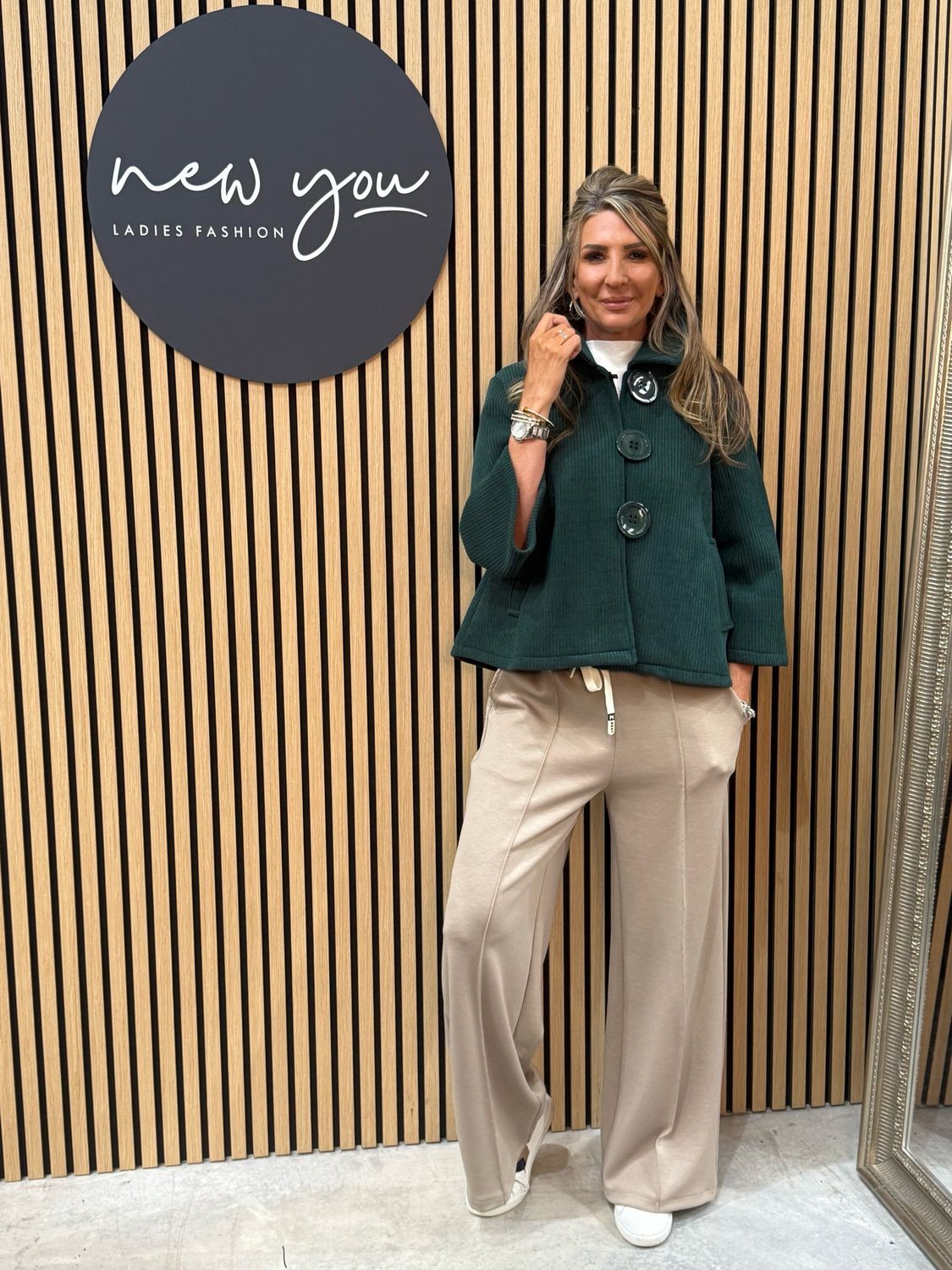 Button Front Cropped Jacket - Forest Green