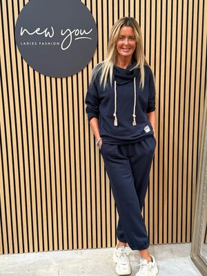 Maddie - Cowl Neck Co-ord Set - Navy