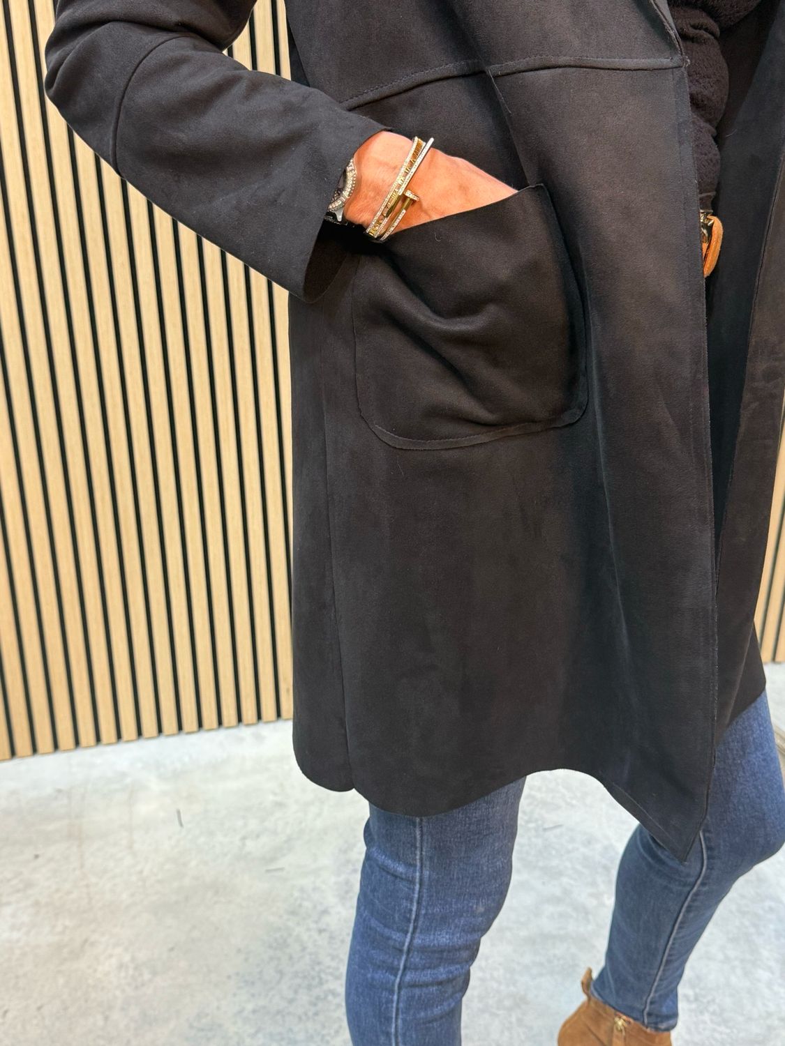 Ellie - Suede Effect Jacket - Black