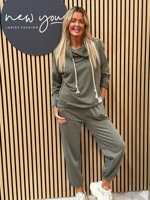 Maddie - Cowl Neck Co-ord Set - Khaki