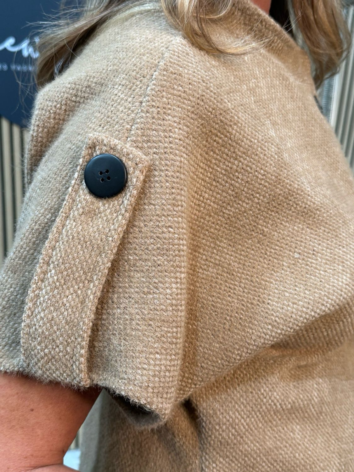 Button Front Knit Jacket - Beige