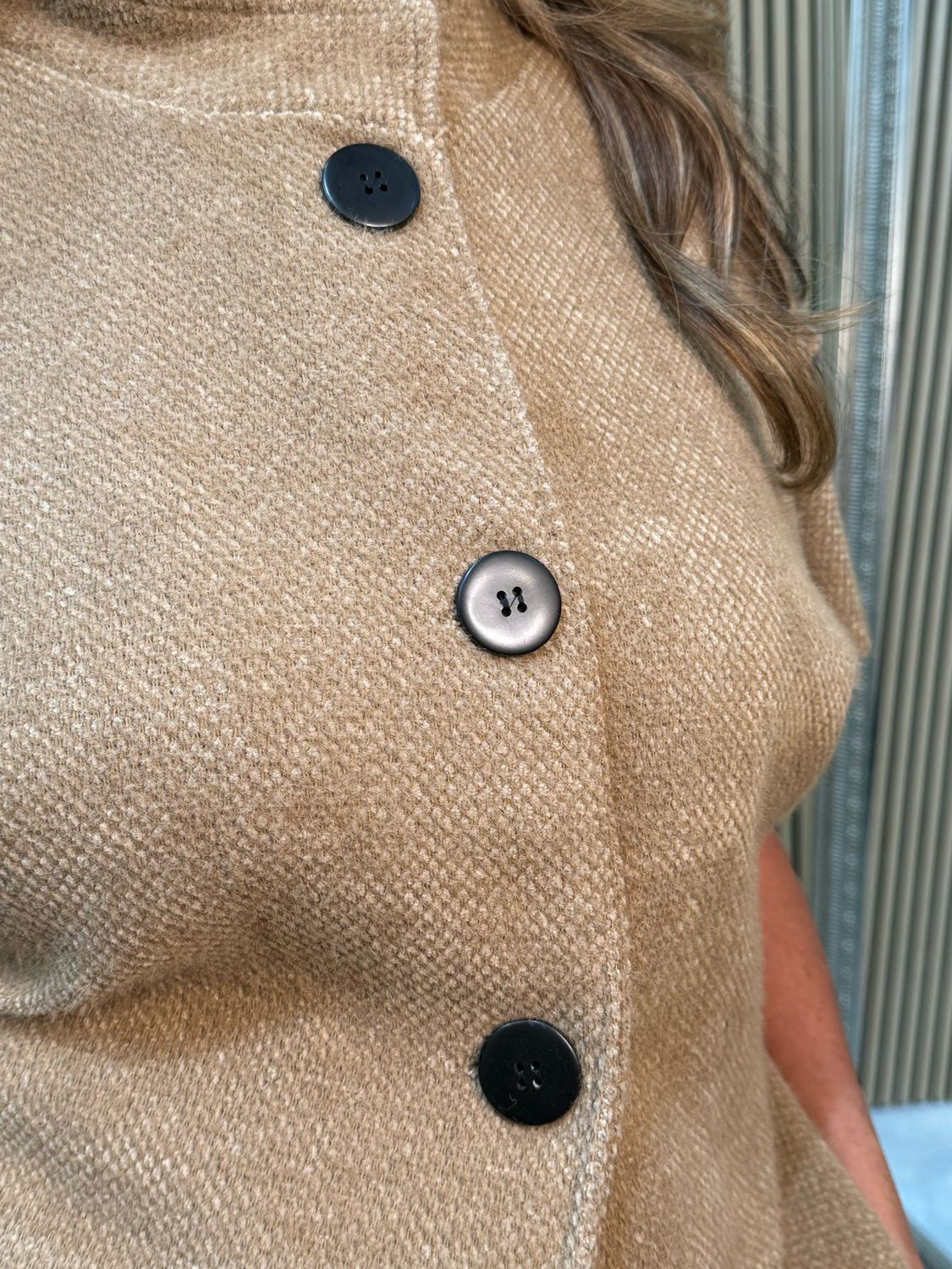 Button Front Knit Jacket - Beige