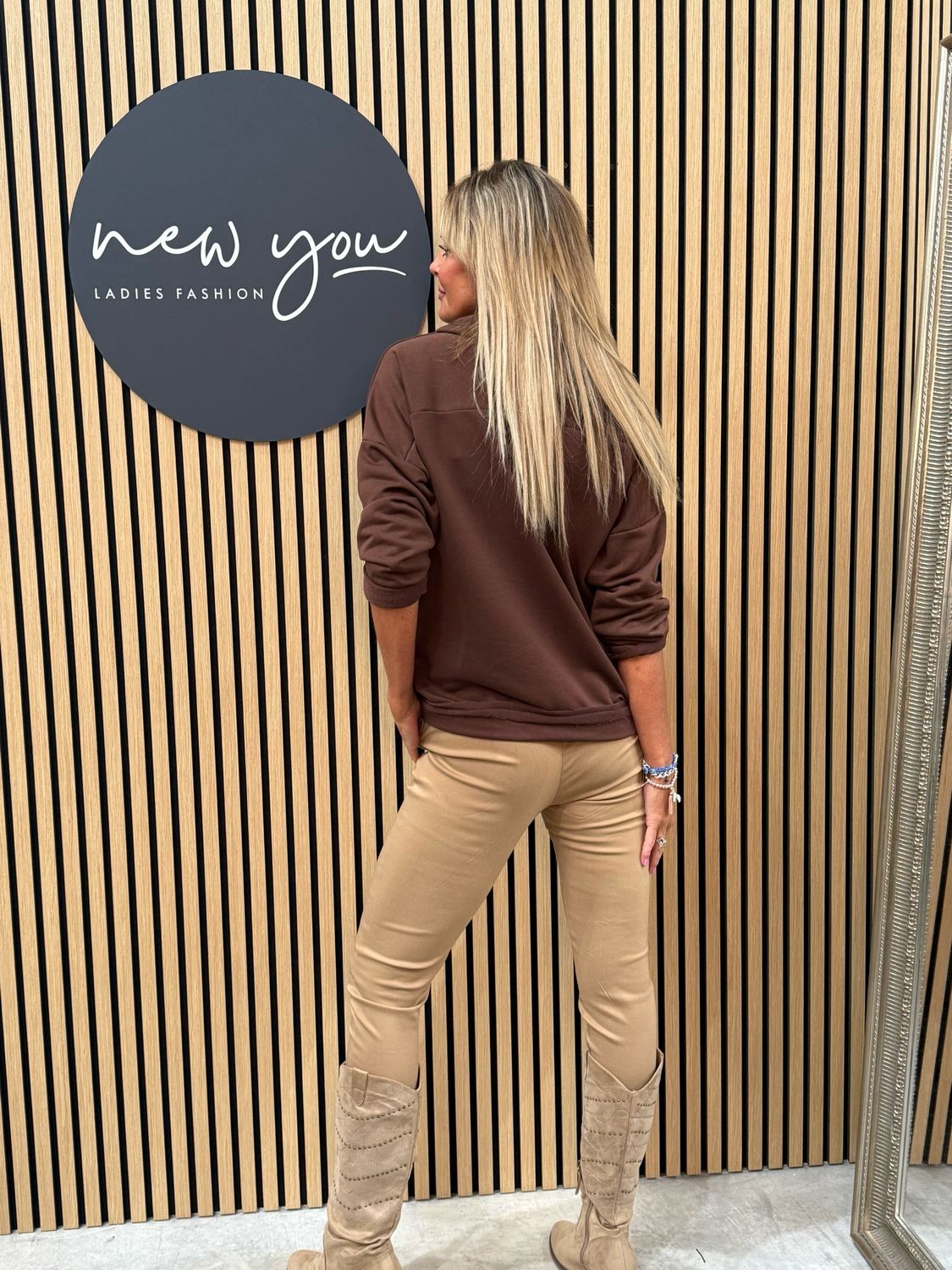 Cowl Neck Drawstring Jumper - Brown