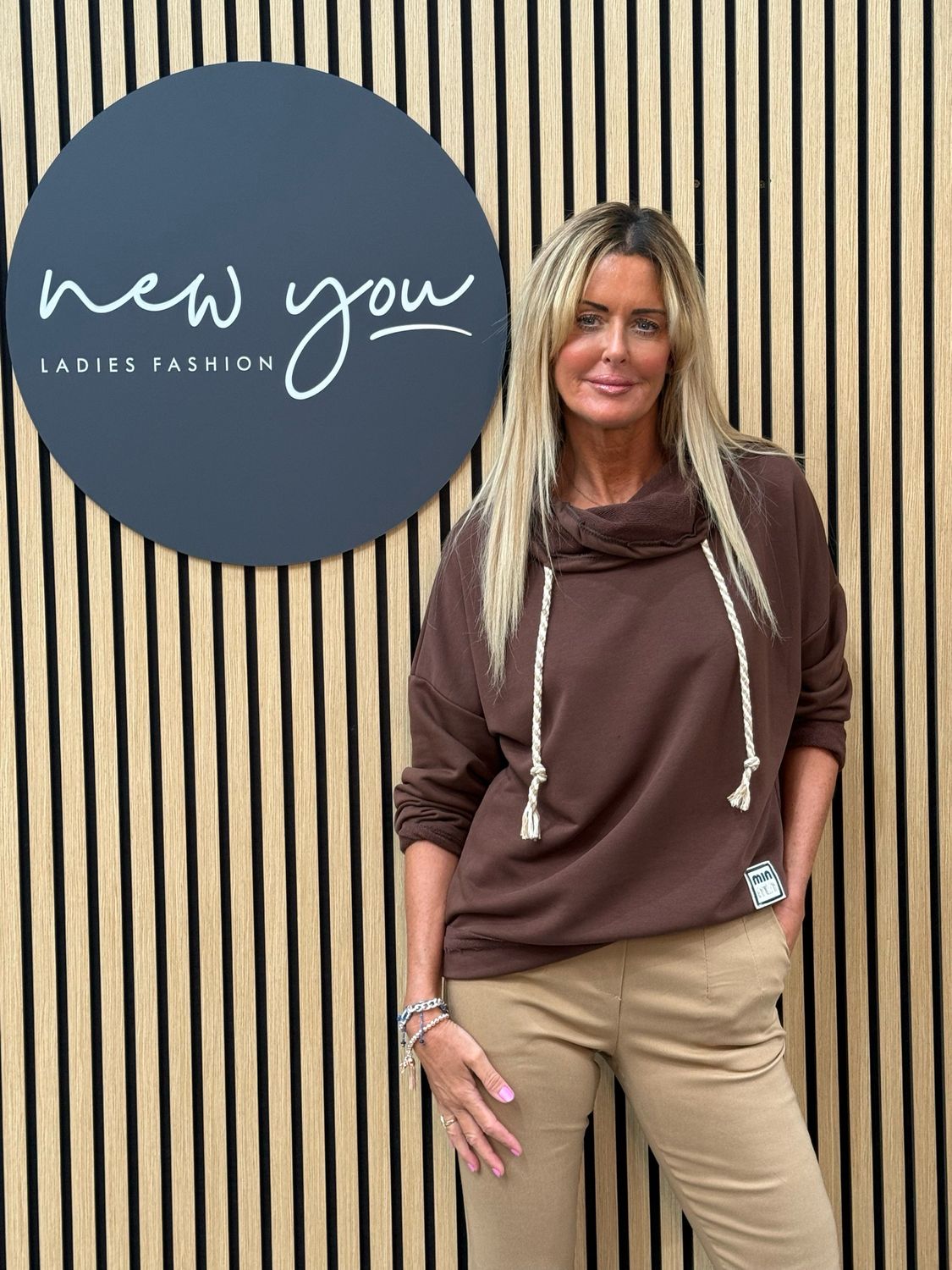 Cowl Neck Drawstring Jumper - Brown