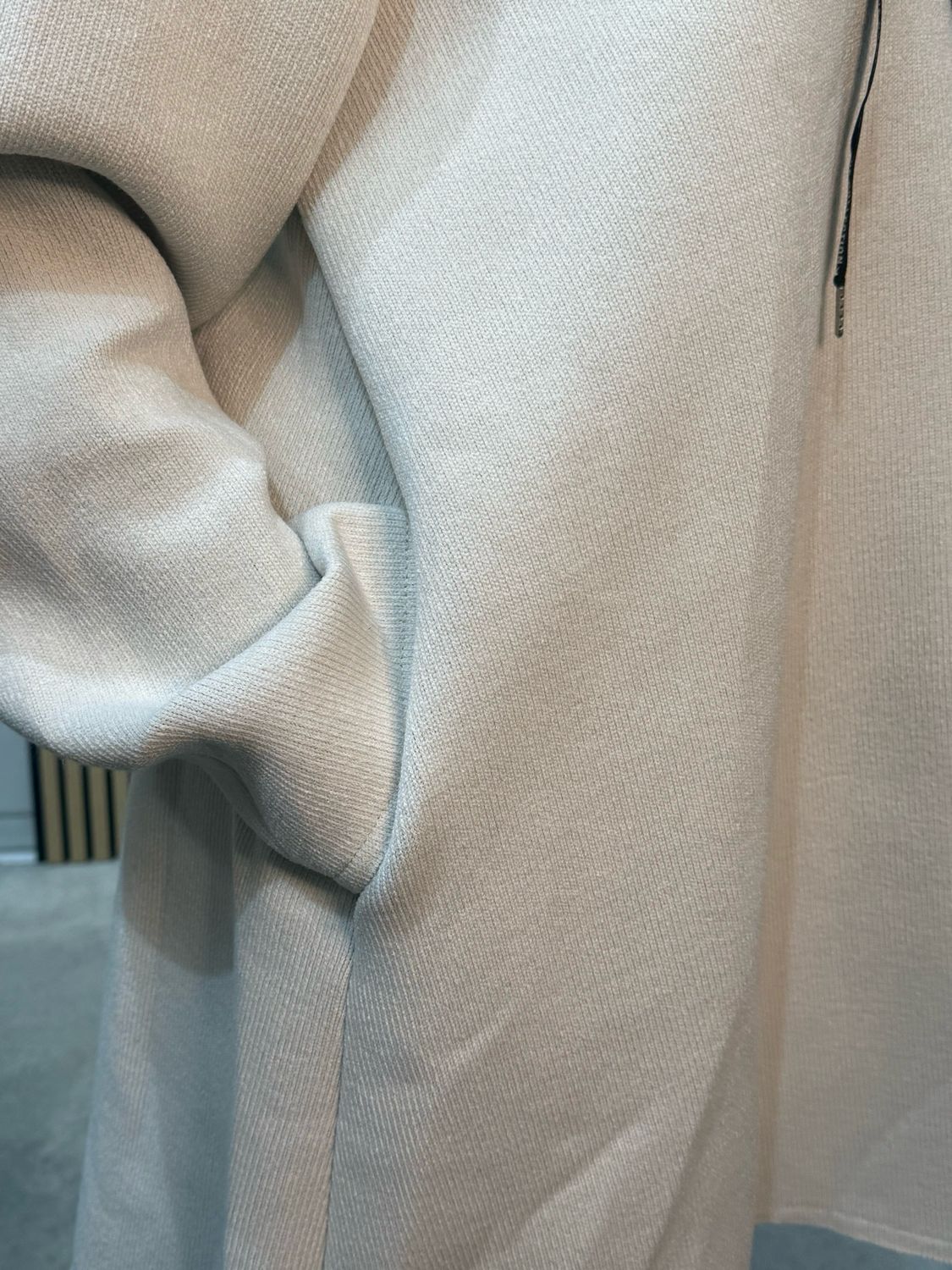 Oversize Hooded Sweatshirt Dress - Cream