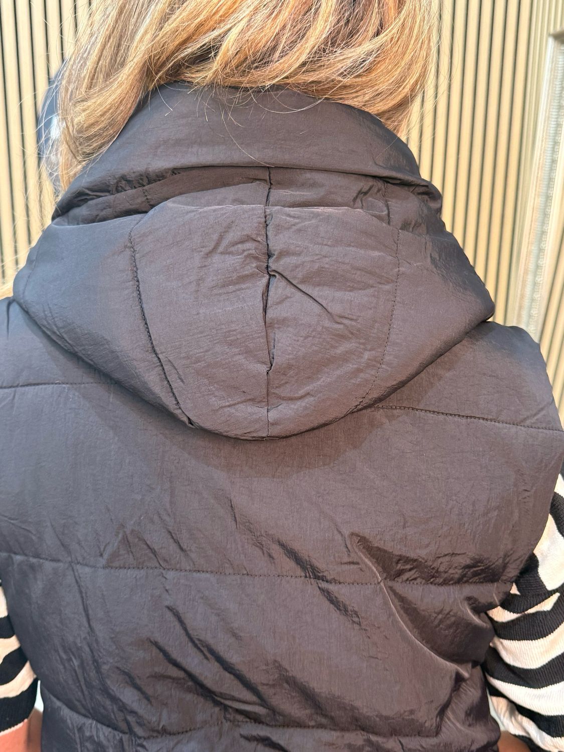 Oversize Quilted Wrap Gilet - Black