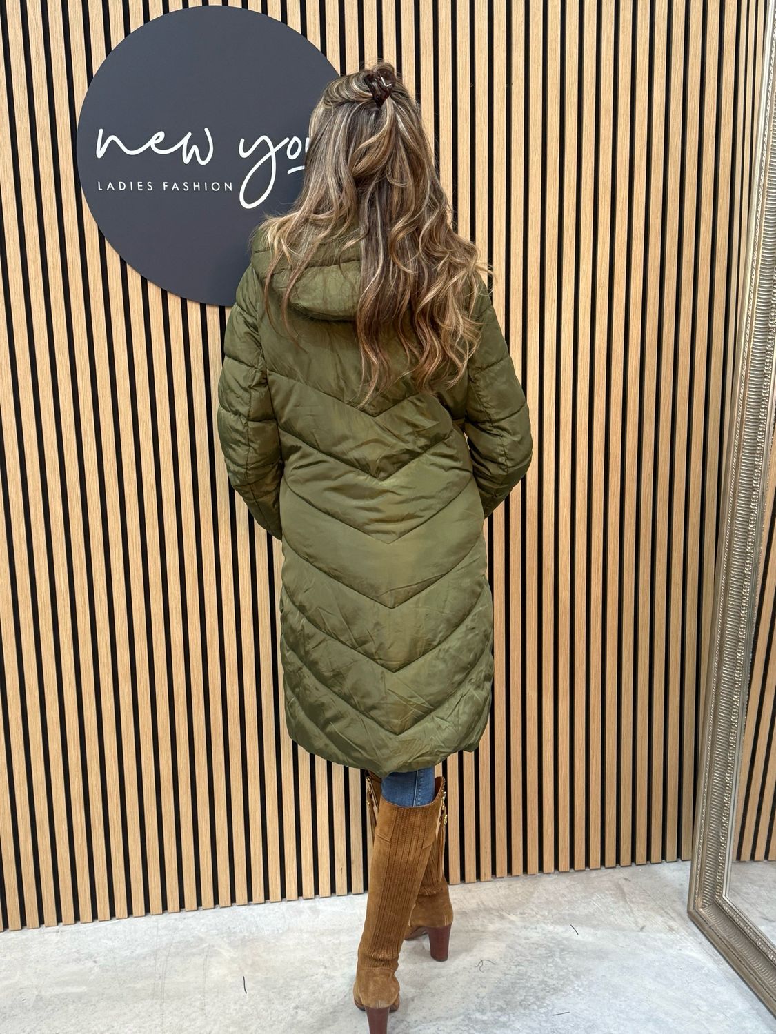 Quilted Puffer Coat - Khaki