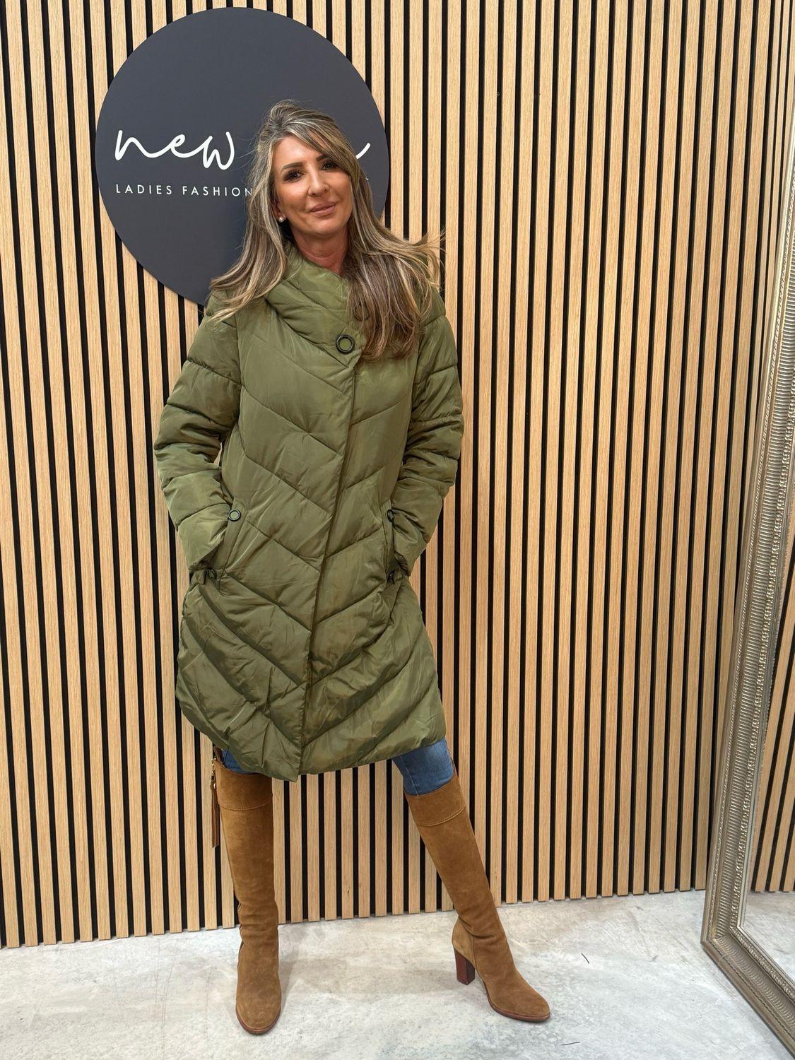 Quilted Puffer Coat - Khaki