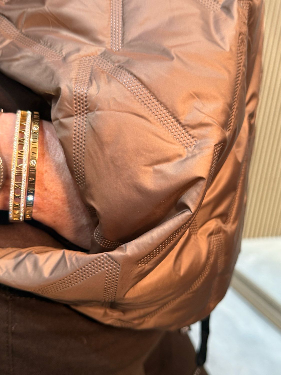 Quilted Contrast Jacket - Brown