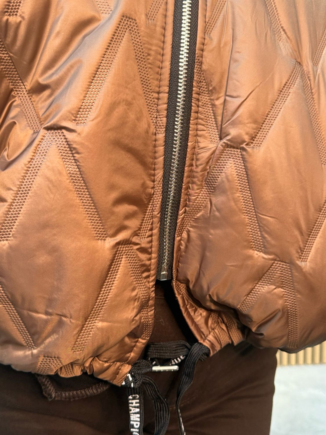 Quilted Contrast Jacket - Brown