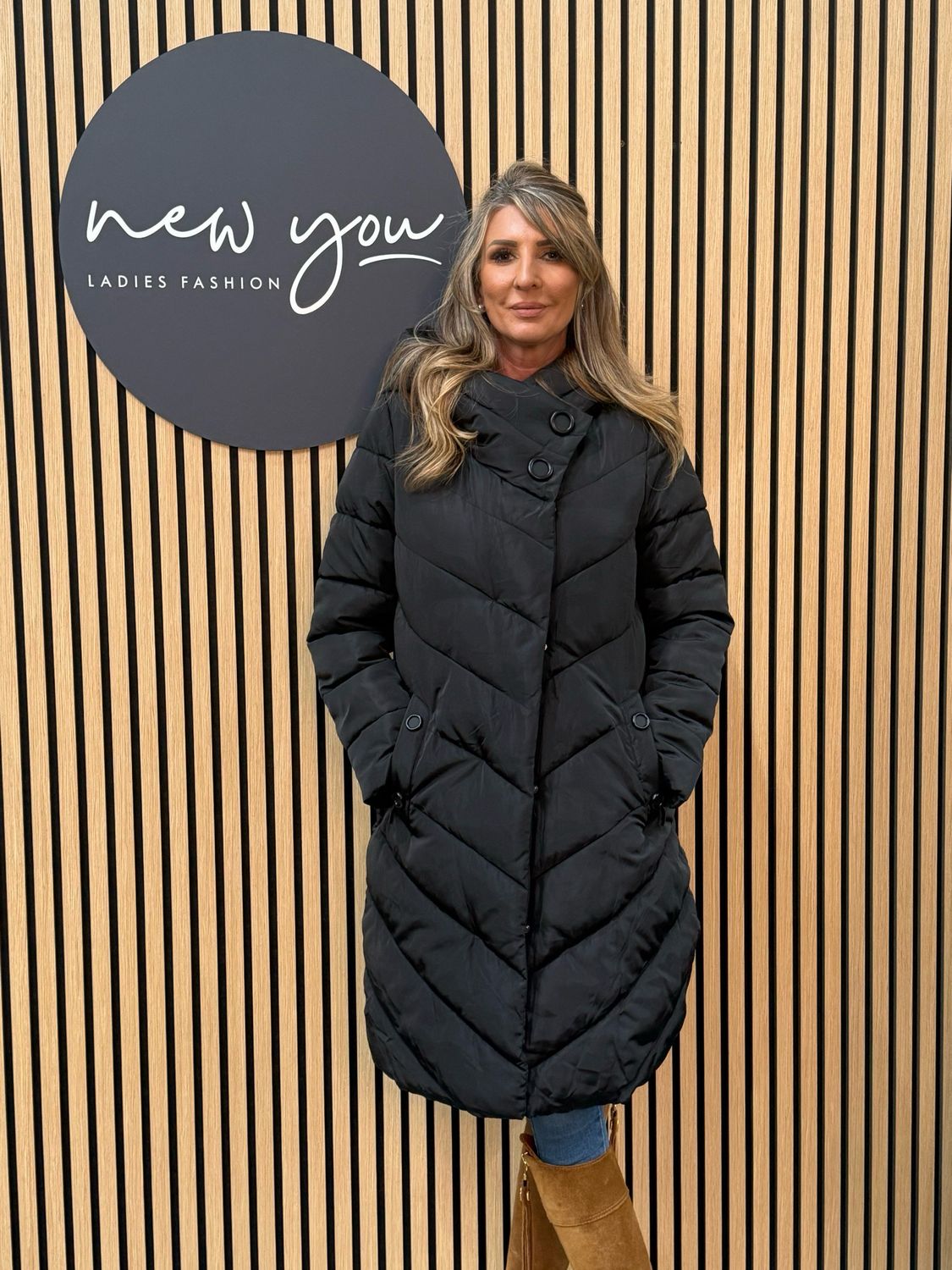 Quilted Puffer Coat - Black