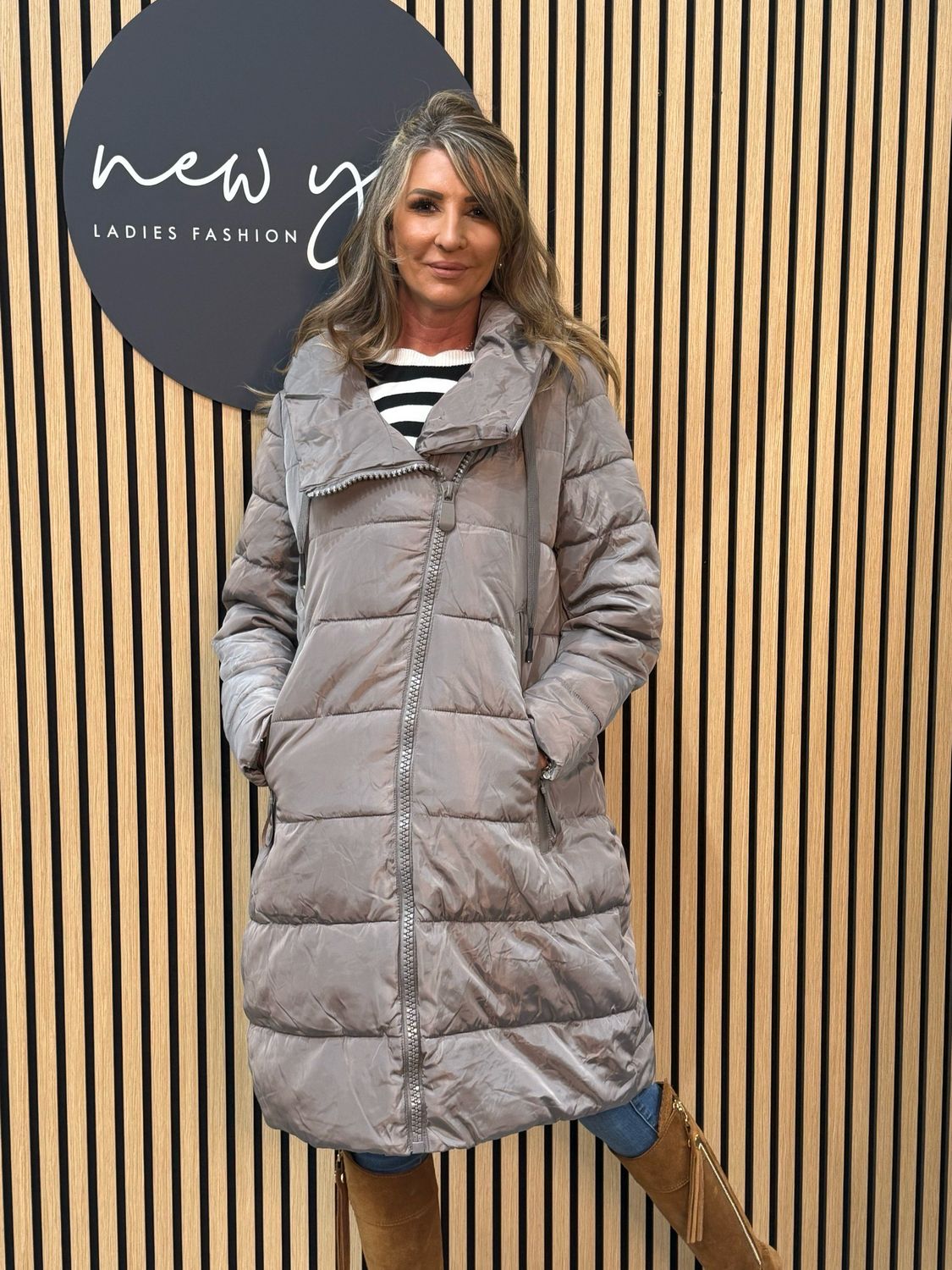 Longline Puffer Coat - Grey