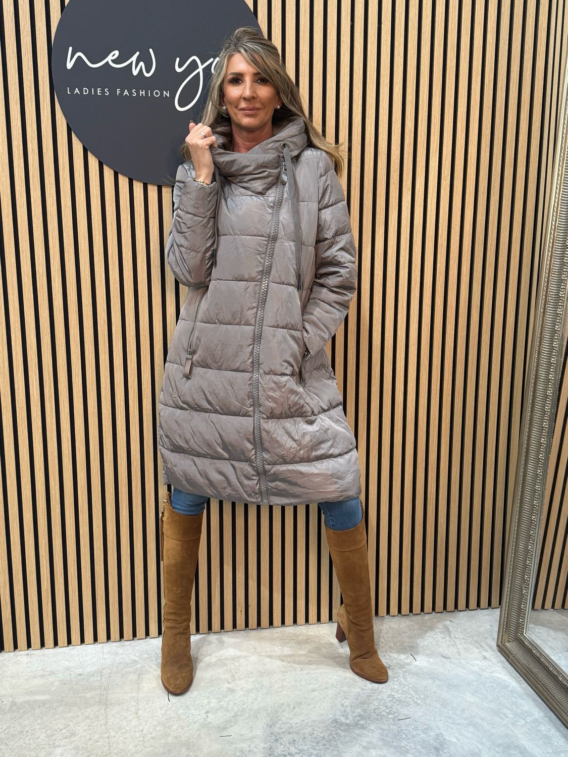 Longline Puffer Coat - Grey