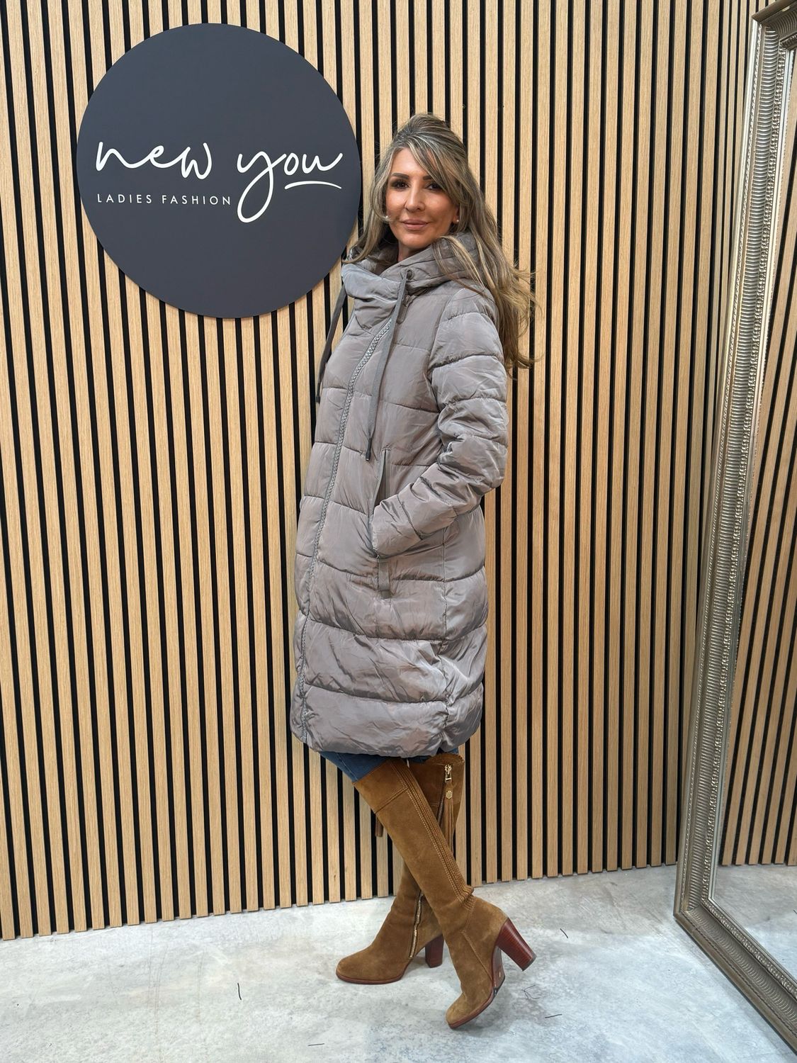 Longline Puffer Coat - Grey