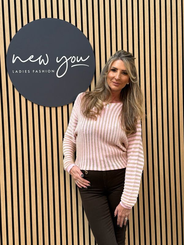 Striped Metallic Knit Jumper - Pink