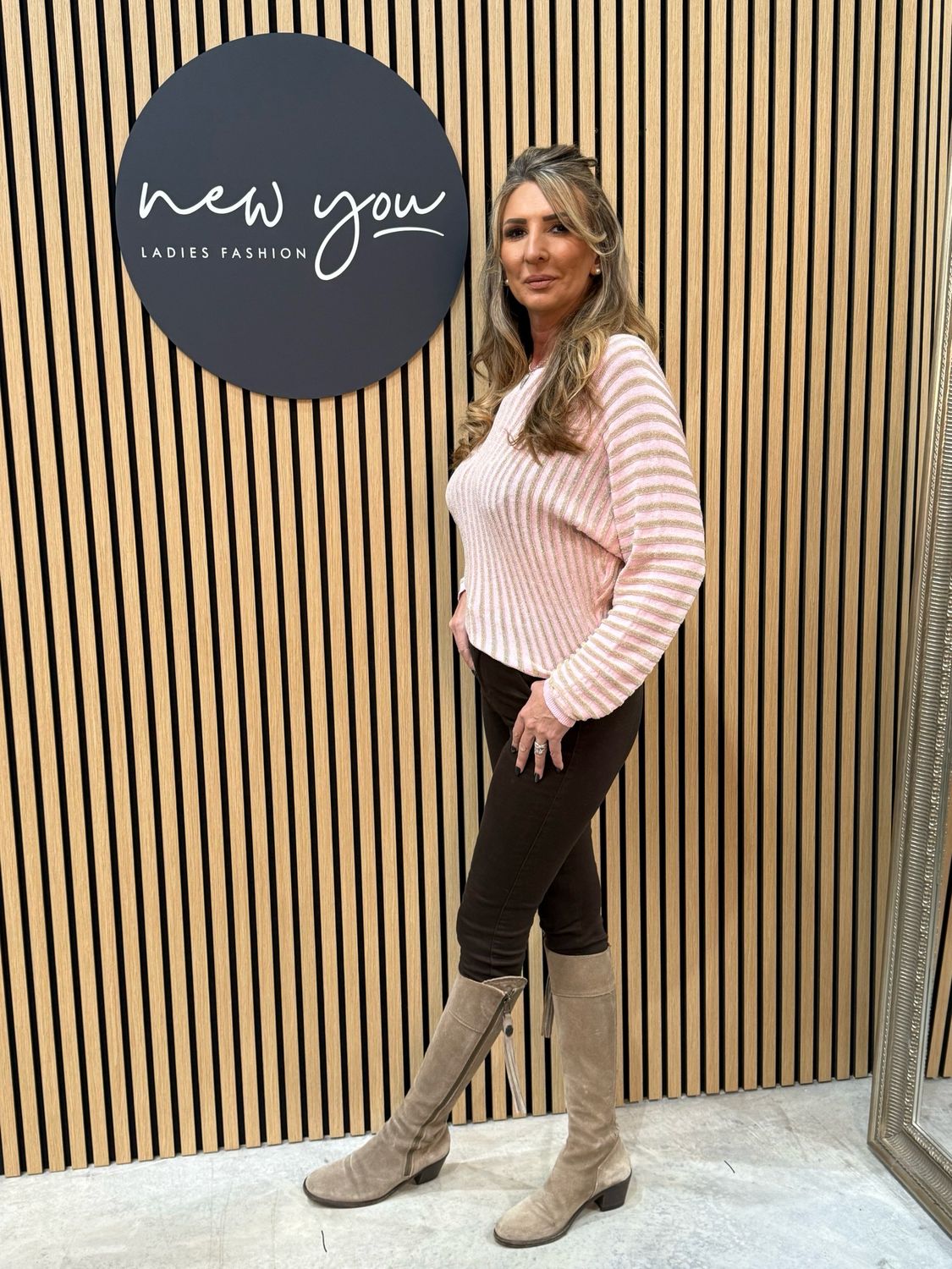 Striped Metallic Knit Jumper - Pink