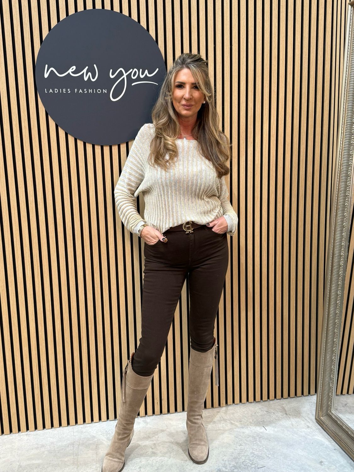 Striped Metallic Knit Jumper - Grey