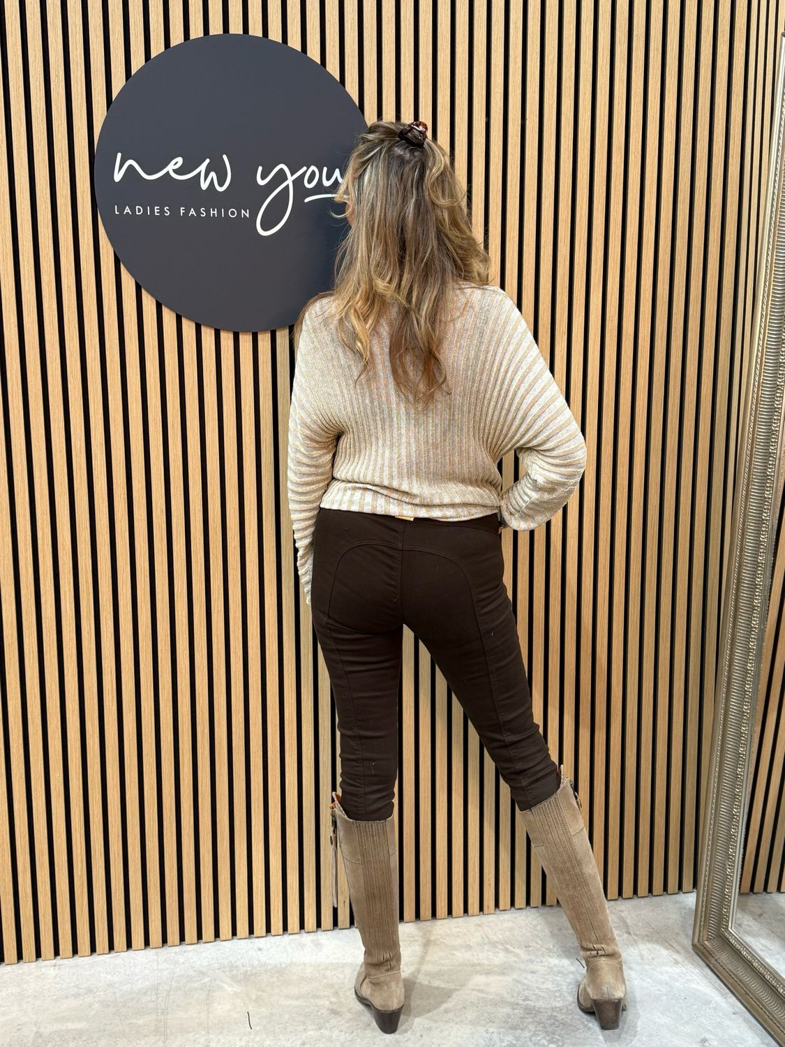 Striped Metallic Knit Jumper - Grey