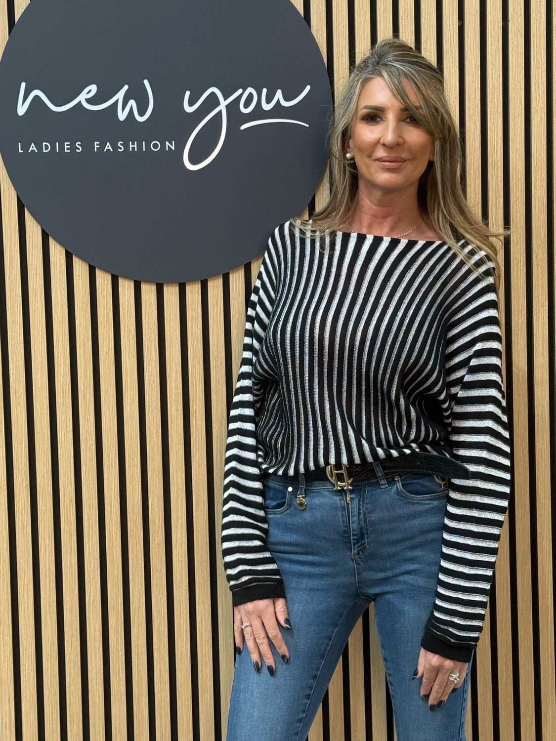 Striped Metallic Knit Jumper - Black