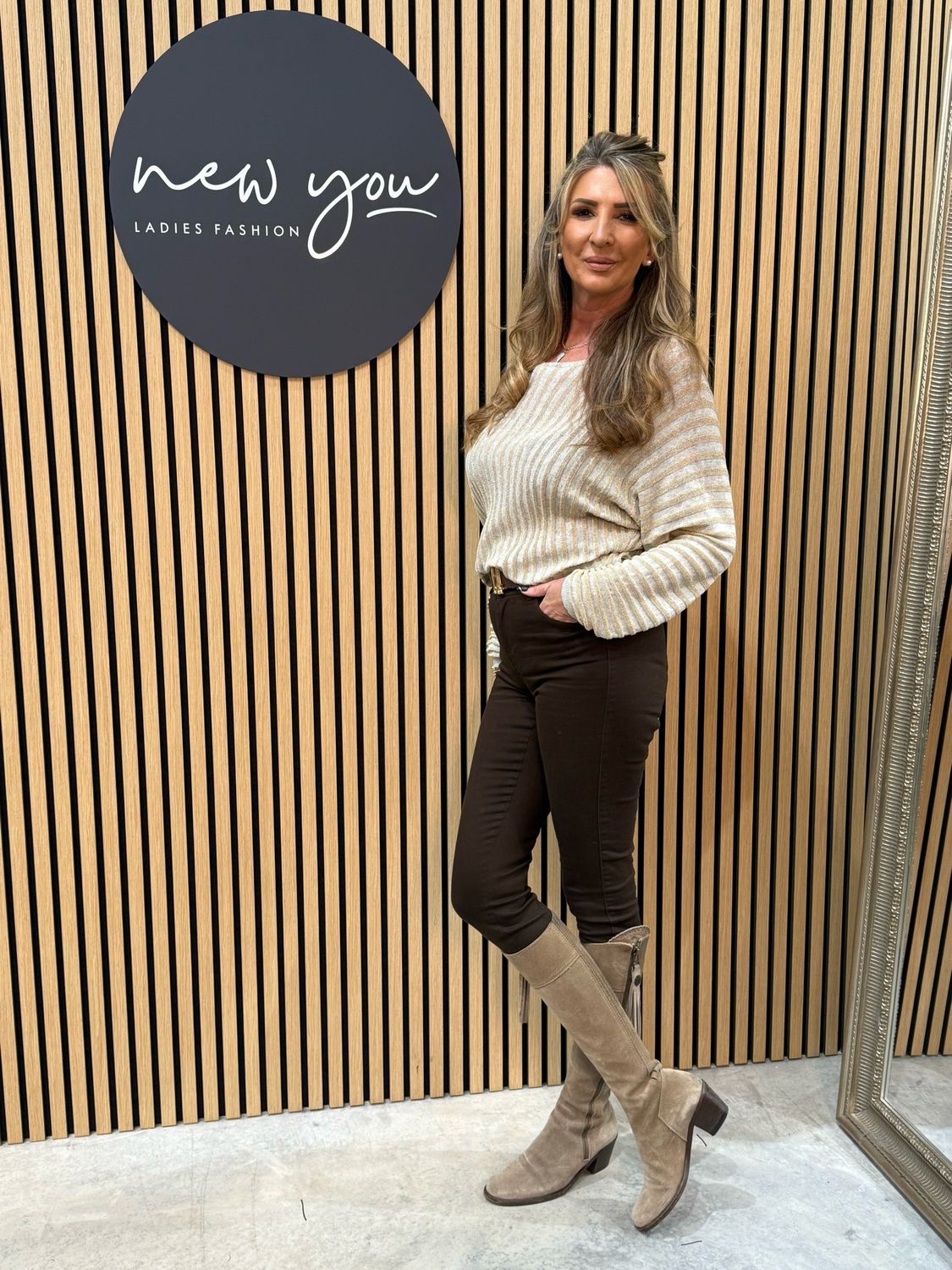 Striped Metallic Knit Jumper - Grey