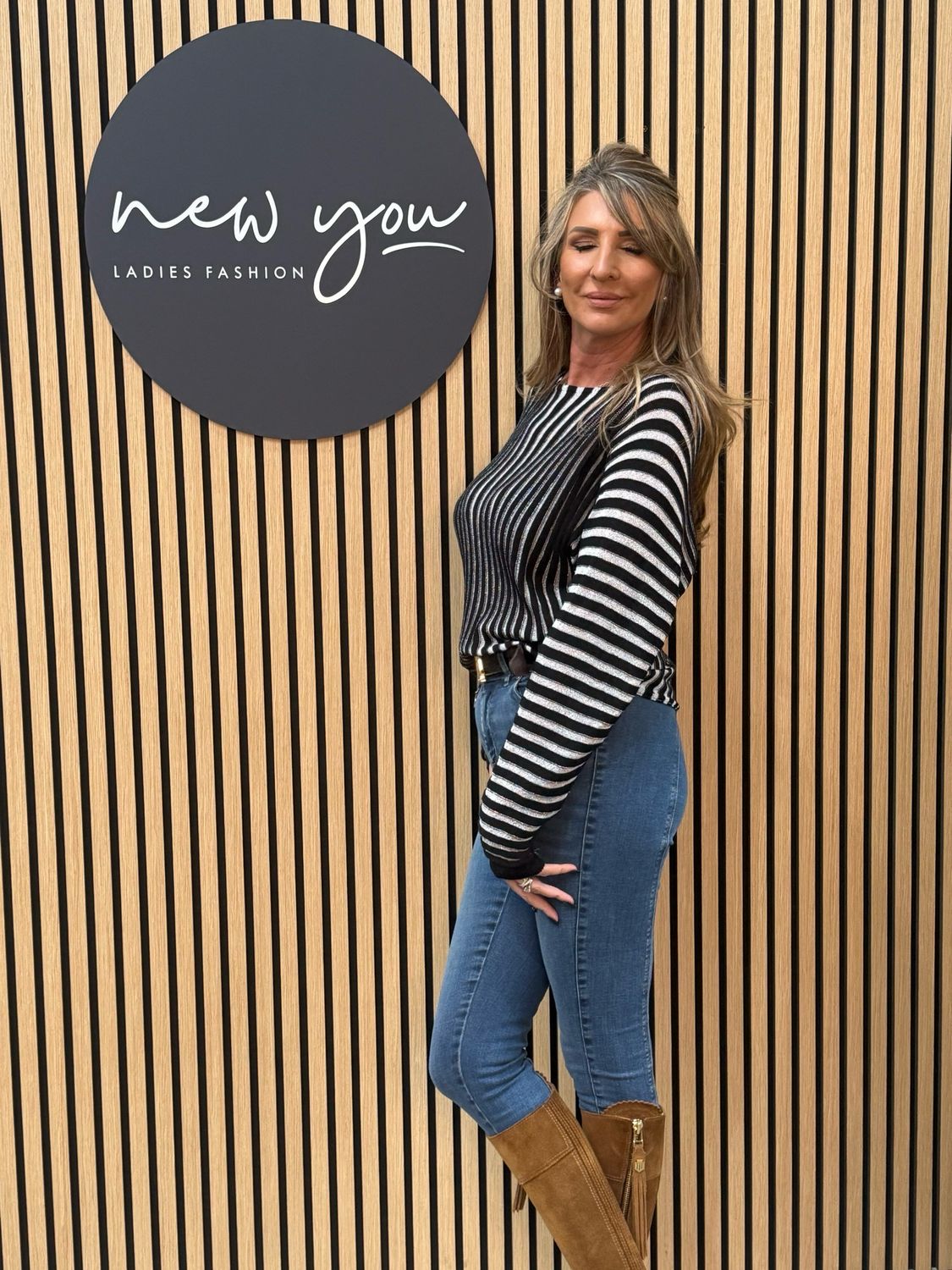 Striped Metallic Knit Jumper - Black